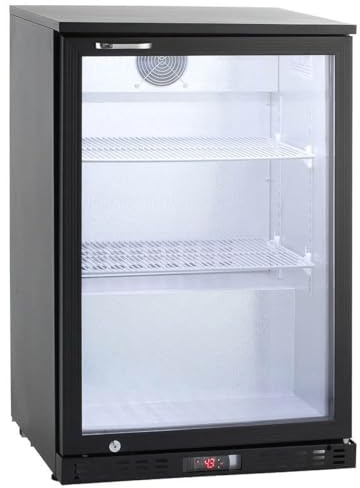 GastroHero Réfrigérateur d'arrière de bar noir - 138 l - porte vitrée - froid ventilé - encastrable - ECO 130 | CHR Fournitures de la restauration