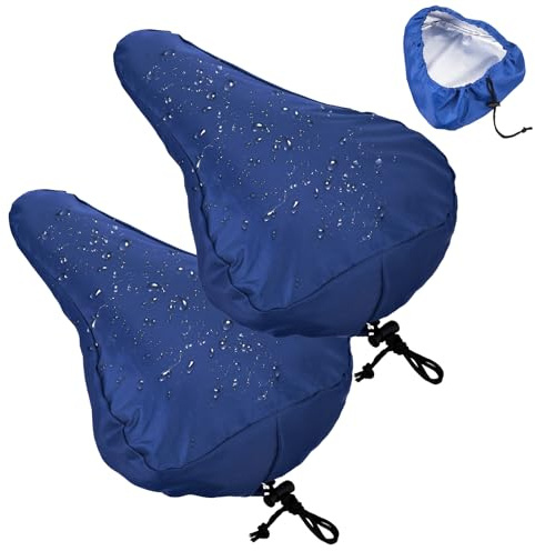 Alrhso 2 Pcs Waterproof Bike Seat Covers Bicycle Seat Cover Blue Bike Sit Cover Bicycle Seats Rain Covers with Elastic Outdoor for Bicycles E-Bikes Unisex