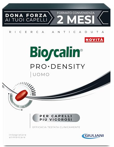 Bioscalin PRO•DENSITY Uomo, Integratore Alimentare per Capelli con Caffeina, Favorisce la Forza dei Capelli, Senza Glutine, Naturalmente senza Lattosio, Utilizzo 2 Mesi, 60 Compresse