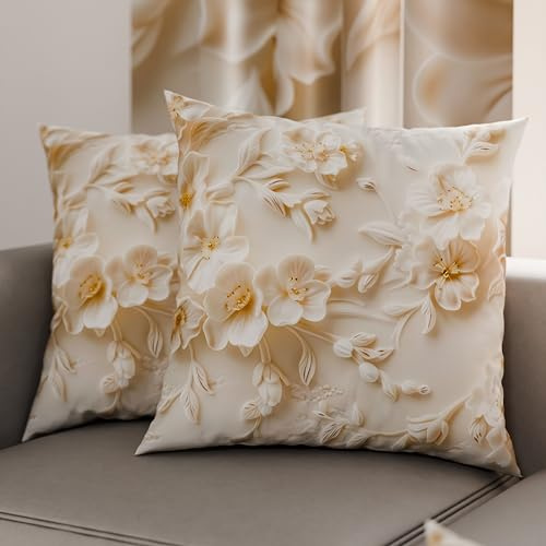 PETTI ARTIGIANI ITALIANI - Par de Fundas de cojín de 45 x 45 cm de Microfibra, Cojines Decorativos para Dormitorio, sofá, salón, Juego de 2 Fundas de cojín, Funda de cojín Floral 06 10, 100% Made in