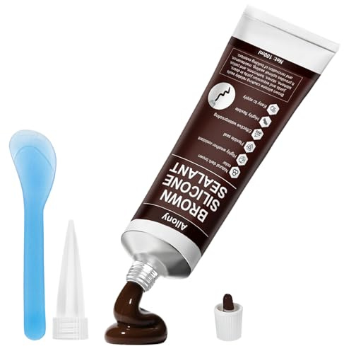 ALLONY Silicone Marrone, Silicone Esterno per Infiltrazioni, silicone Neutro, Sigillante Marrone, Elastico per Edilizia, Facciate, Vetrate, silicones Marrone Scuro per Interni Estern, 100ML