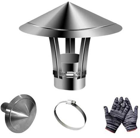 YJSGHRHL Chapeau de Cheminée Anti Pluie for Toit, Capot de Conduit de Cheminée 5-30 cm, Hotte de Cheminée Poele en Acier Inoxydable 304, Couvercle de Tuyau de Fumée for Vent(12cm)