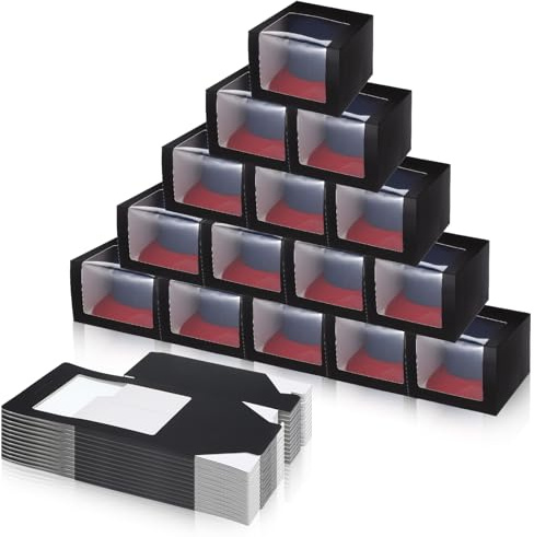 20 Pcs Hat Boxes for Shipping, Black Hat Gift Box with Window Display - Foldable Storage Container for Baseball Caps, Snapbacks, Dad Hats, Billed Caps 7.87 x 7.87 x 4.72 Inches