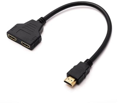 JIPUKE HDMI Splitter 1 in 2 Out, 1 to 2 Way Distributor, 1080p Male to Dual Female Adapter Cable for LED LCD DVD TV Dual Monitors Projectors HDTV Plug and Play
