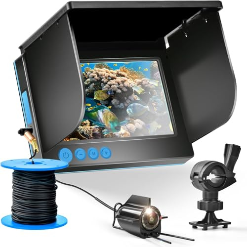 Fishfinder Unterwasserkamera zum Angeln, Nachtsicht, Infrarot, Weitwinkel, Host, IP65, wasserdicht, mit 5 Zoll IPS-Display für Eis, Fluss und Boot