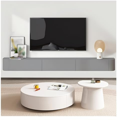 Mobile TV sospeso moderno da parete, elegante centro intrattenimento bianco 180 cm con cassetti portaoggetti, console multimediale per soggiorno e camera da letto, design salvaspazio
