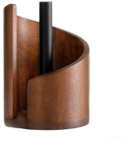 Porta rotolo da cucina in legno per asciugamani di carta, supporto per piano di lavoro, struttura in legno naturale (B)