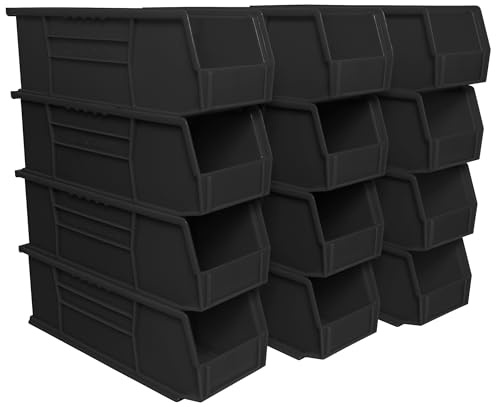 Akro-Mils 30234 AkroBins Plastic Storage Bins, 15x5x5, Black, 12-Pack