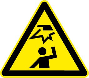 Warnschild aus Kunststoff - Stoßverletzung - Schenkellänge 20 cm