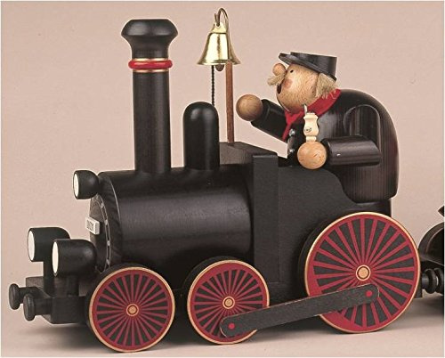 Rudolphs Schatzkiste Smoking Figure Engine Driver with Locomotive 22 cm Smoke Figure Smoking Man Figurine ore Mountains
