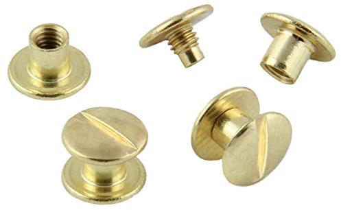KLEBESHOP24 Buchschrauben vermessingt 5 mm, 50 Stück | Für Speisekarten, Musterbücher, Mappen, Alben und Bastelarbeiten