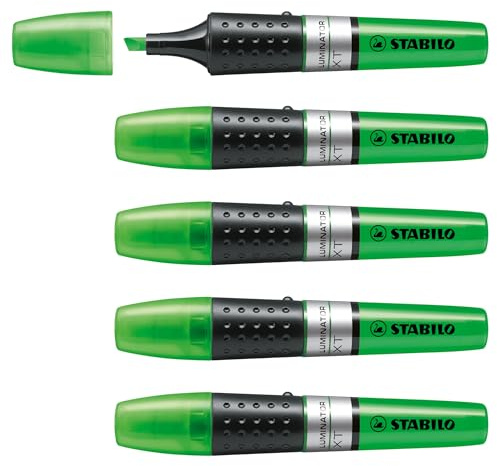 STABILO LUMINATOR - Evidenziatore - lunga durata e doppio tratto (2 + 5 mm) - Confezione da 5 - Verde