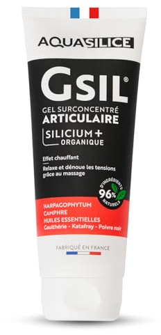 GSIL - Gel Surconcentré Articulaire - Gel de Massage à Action Chauffante - Relaxe et Dénoue les Tensions - Silicium Organique, Harpagophytum & Huiles Essentielles - 200 ml - Fabriqué en France