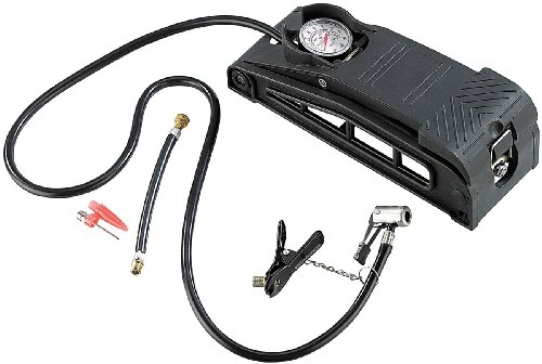 infactory Universal-Fuß-Luftpumpe mit Manometer und 4 Aufsätzen