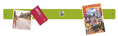 Three by Three Seattle 28 x 2.5 Inch Metal Strip Frameless Magnetic Bulletin Board with 12 Magnets for Memos, Photos, Lists, and More in Office, Home, or School Décor (Spring Green)