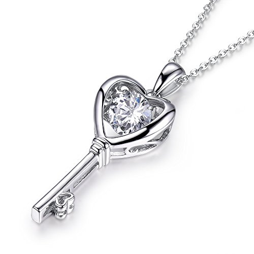 Jiahanzb Kette Silber 925 Damen Kette Herz Schlüssel mit Zirkonia Anhänger Halskette Schlüsselform Schmuck Geschenk für Damen Frauen
