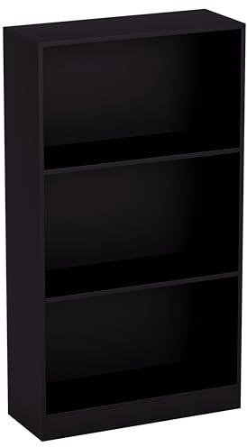 Vida Designs Cambridge Bücherregal mit 3 Ebenen, mittelhoch, schwarz, Holz-Regaleinheit für Büro, Wohnzimmermöbel, 24 x 60 x 108 cm