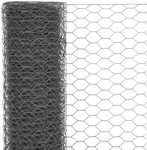 Tidyard Drahtgeflecht Maschendrahtzaun mit PVC-Beschichtung - Hundezaun Katzenzaun Hühnerzaun, Grau, 0,75m Höhe, 25 m Rolle, Sechseckig Maschenweite 50 mm, Drahtstärke 0,9 mm