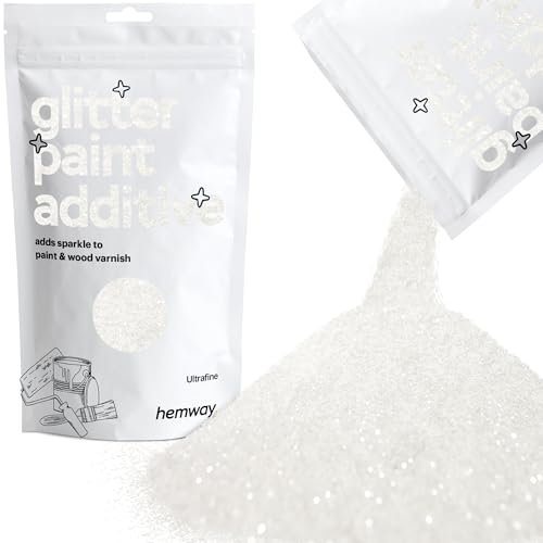 White Iridescent Glitter Paint Additive Ultrafine 100g for Adding Sparkle to Paints & Varnish | Paint Walls Sparkly Add to Emulsion, Acrylic or Lacquer Indoor | Hemway
