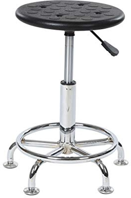 NUBAOzy Laboratory Stool, Small Work Stool, Task Chair, Punched Anti-Static Panel Stainless Steel 5 Claws Non-Slip Mute for Clinic Workshop Office Lifting 45-55cm (Color : Black)