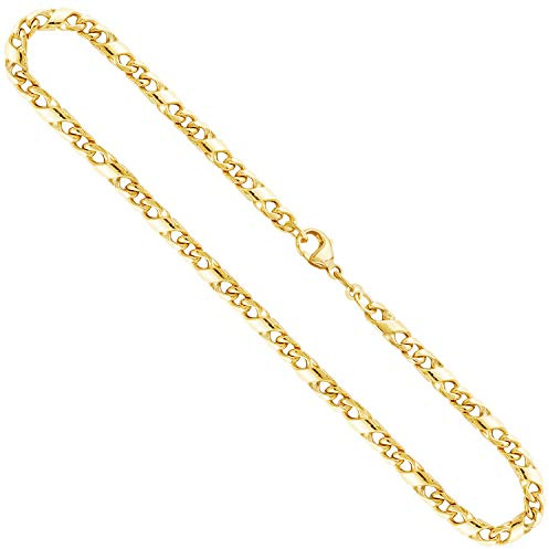EDELIND Goldkette Herren Echtgold 4.9 mm, Dollarkette 585 aus Gelbgold, Kette Gold mit Stempel, Halskette mit Karabinerverschluss, Länge 55 cm, Gewicht ca. 39.5 g, Made in Germany