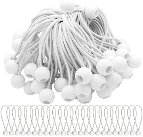 75 Stück Spanngummis mit Kugel, Planenspanner mit Kugel 15 cm, Gummispanner Zeltgummis Expanderschlingen Gummischlaufen für Planen Zelt Banner Netz Pavillions, weiß