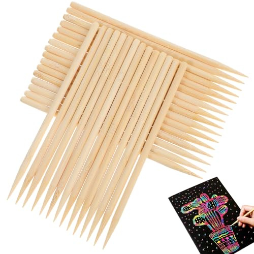 Healifty Kratzen Holzpinsel Graffiti Pinsel Bambus Pinsel DIY Kunst Malerei Handwerk Werkzeuge 30 Stück
