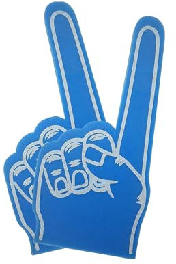 FUN FAN LINE - Mano de Espuma Gigante | Guante con Dedo de Animación para Eventos Deportivos, Fiestas y Conciertos | Ideal para Supporters y Clubes | Pack de 2 Unidades Azul