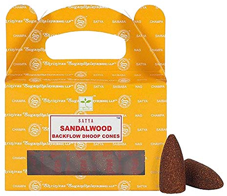 ETHNICITI Satya Nag Champa Räucherkegel mit Rückfluss, 24 Kegel, 1 Packung (Sandelholz)