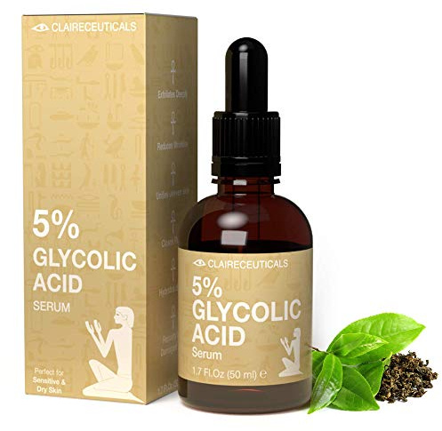 Claireceuticals Sérum Peeling Visage | Acide Glycolique 5% | Exfoliant | 50ml | Anti Ridules, Anti Rides, Anti Taches de Vieillesse | Sans Sulfate ni Parabène | Glycolic Acid | Fabriqué en Allemagne
