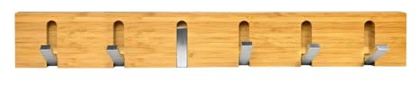 Wall Mounted Door Hooks Coat Hang Racks Wall Organizer Cloths Hanger Bamboo Wood Foldable Wardrobe Hooks Hats, Scarves, Keys, Towel Holder, Folding Shelf (6 Hooks)