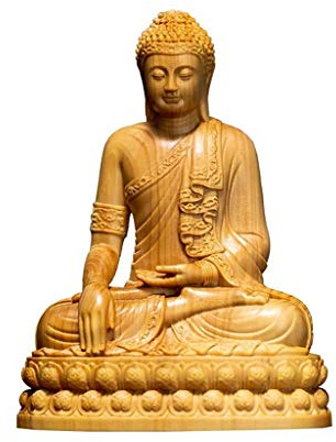ANWUYANG Tailandia Buda, Buda Sakyamuni Boj Estatua Figura, Tallada Mano Esculturas De Madera Crafts Adornos, Inicio/Escritorio De Oficina Regalo De La Decoración [4Inch Grande]