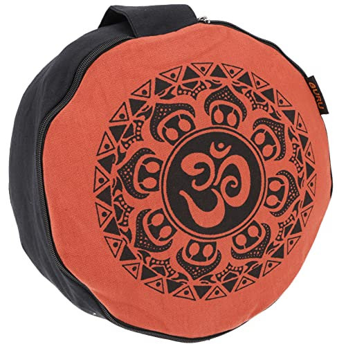GURU SHOP Cojín de yoga, cojín de meditación con relleno de espelta, color negro y naranja oxidado, 15 x 25 x 25 cm, cojín de meditación y cojín de asiento
