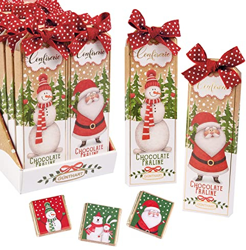 Günthart BackDecor | 20 Stück kleines Napolitainpräsent | für Weihnachten und zur Winterzeit | Schokoladentafeln | Faltschachteln mit Schokolade