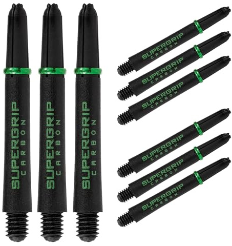 Harrows Dartpfeile Supergrip Carbon Dartschäfte – insgesamt 9 Dartschäfte – Medium, Midi & Short