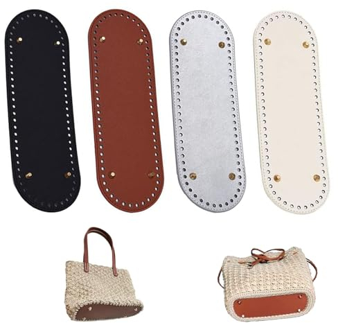 Bajiuxhfei 4 Stück Stricken Häkeln PU Taschenboden, 30 * 10 cm, Boden Tasche Häkeln, Korbboden Kunstleder, Tasche Häkeln, Taschenboden, für Häkeltasche Stricktasche Umhängetasche