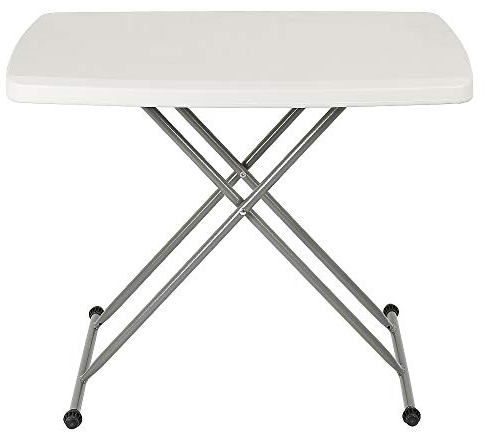 Tavolo pieghevole da campeggio 76 cm, tavolo compatto e pieghevole, tavolo pieghevole regolabile, bianco, materiale: HDPE, superficie superiore: 76 x 50 cm per giardino, terrazza e balcone