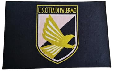 ACUBE Tappeto scendiletto rettangolare compatibile con Palermo Calcio Nero 80 x 120 cm