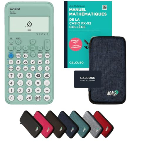 Casio fx-92 Collège Incl. Funda Protectora Azul y Libro especializado (88 páginas, DIN A5) – Calculadora científica – Smart Set (Francés)