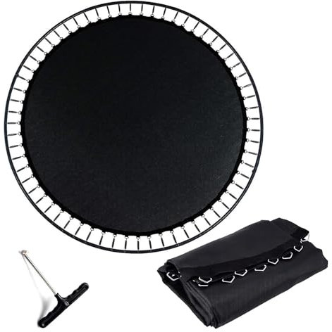 FSDIYU Tappeto Elastico Telo Ricambio Trampolino, Tappetino da Salto a Molla di Sicurezza Resistente ai Raggi UV Altamente Elastico Resistente all'Acqua da 14 Piedi, 14FT(96 Buckle),Black