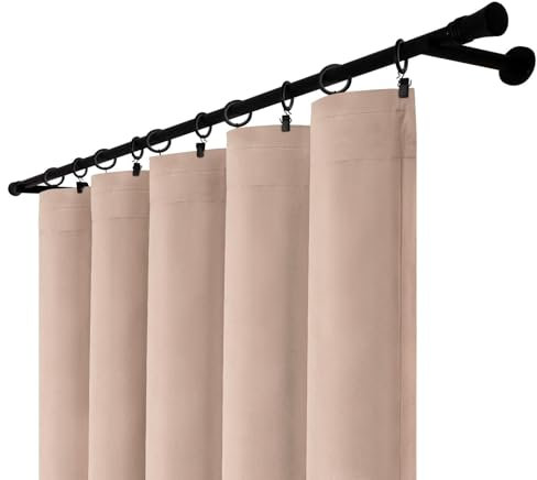 Voppi Blickdicht Velours Vorhang mit Kräuselband 140 x 250 cm Flauschvorhang modern Universal Schöner Velours Vorhang beige Balkonfenster Terrasse