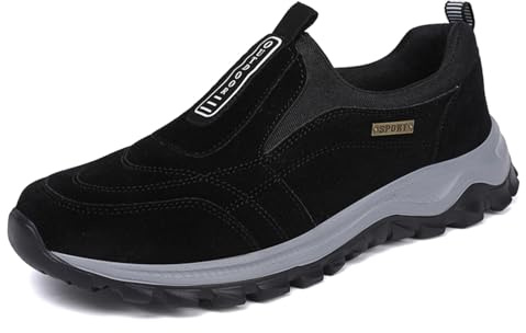 Sudychen Slip-on-skor för män vandringsskor i mocka med bekväma vandringsskor utomhus