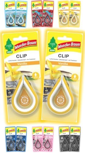 Wunderbaum Clip Parfum de voiture en flacon Désodorisant parfumé en clip Arbre à parfum Clips Parfums: 2 pièces + bâton light-tribe (Vanille)