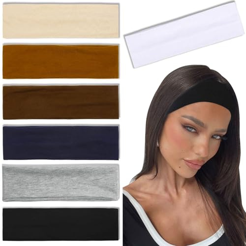Nayyana 7 Stück Stirnbänder für Damen, rutschfest, trendige Damen-Haarreifen, elastische Haarbänder, Haar, Workout, Schweiß, weiches