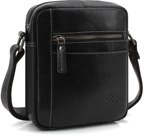 ekavale Echtleder-Umhängetasche für Herren - Vintage Schultertasche für Männer, ideal für Arbeit, Reisen oder als Geschenk - Messenger Bag für Business und Freizeit in kompakter Größe