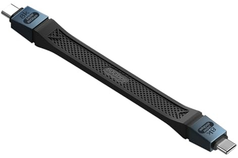 QIANRENON Câble plat USB 4.0 C 80 Gbps PD240W USB type C 4.0 mâle vers mâle - Fonction complète - Charge rapide - Câble souple 48 V/5 A 8 K @ 60 Hz - Pour smartphone Thunderbolt 5 Power Bank - 13 cm