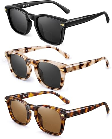 JM Sonnenbrille Mit SehstäRke Damen Herren, Klassisch Bifokale Sonnenbrille Quadratisch Lesebrille +1.5