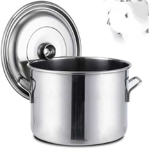 Large Deep Stainless Steel Stockpot with Lid Professional Induction Stock Pot for Cooking Silver 35cm x 22cm