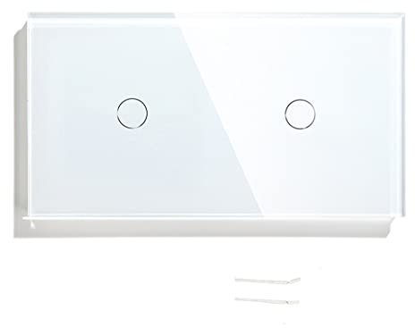 MITINGER Touch Light Switch,Touch Switch Double 1 Gang 1 Way Dimmer Touch Light Switch Panel Wall Switches Touch Sensor Dimmable(White)