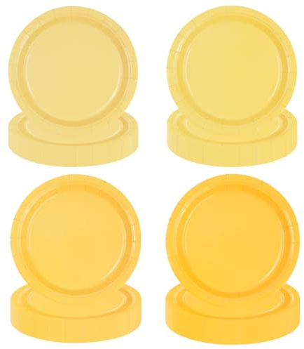 EVYIENEN 48 Pcs Yellow Paper Plates 7”/18cm, Disposable Dessert Plates Paper Tableware Plates,Yellow Party Supplies Dinner Plates for Wedding Baby Shower Birthday Party Supplies